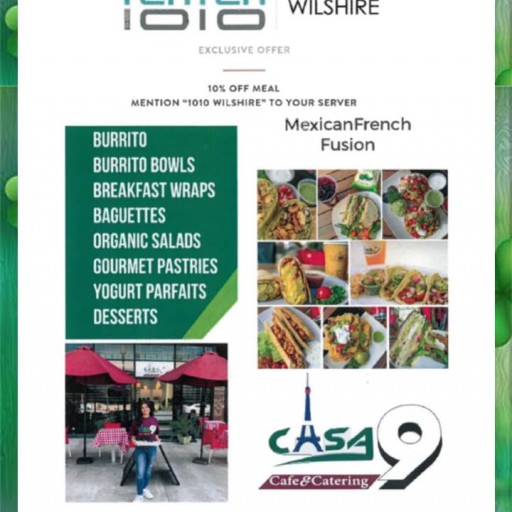 1010 Wilshire Announces an Exclusive Offer for Residents Who Dine at Casa9 Cafe and Catering