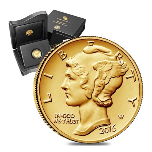 Bullion Exchanges Releases the 2016 Mercury Dime Centennial 1/10 Oz. Gold Coin Celebrating the 100th Anniversary From the Coin's First Issue in 1916
