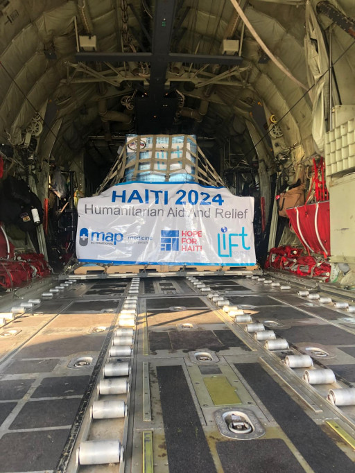 Critical Rehydration Supplies Flown to Haiti Aboard US Military Aircraft to Support Hope for Haiti’s Healthcare Program