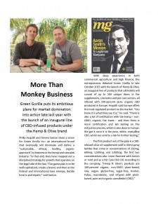 Green Gorilla's Hemp and Olive CBD Line Featured in mg Magazine