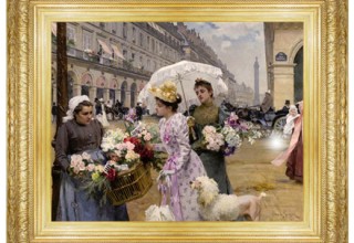 COLOR: Louis Marie de Schryver, La Marchande de Fleurs - Rue de Rivoli.  Auctioned at Sotheby's. Eli Wilner Frame