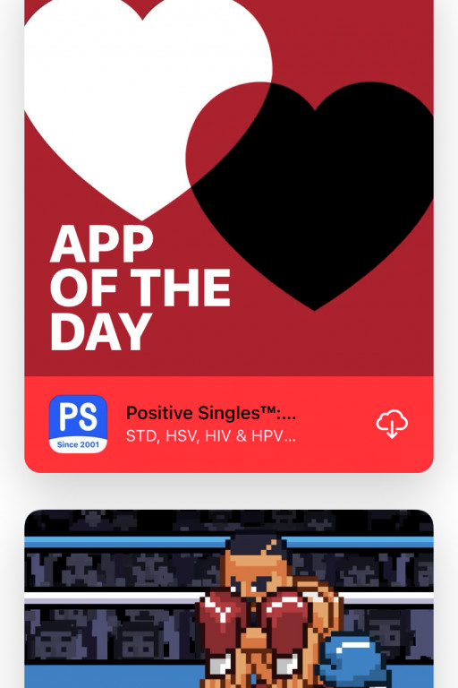 Positive Singles app was recommended by Today at the Apple Store
