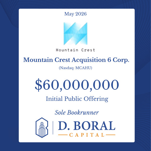 D. Boral Capital Acted as Sole Bookrunner to Mountain Crest Acquisition 6 Corp. (Nasdaq: MCAHU) in Connection with its $60,000,000 Initial Public Offering