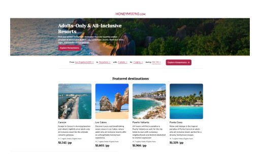 Honeymoons.com Launches Innovative Booking Platform for Seamless and Personalized Romantic Getaways