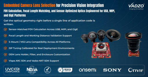 Vadzo Imaging Explains Embedded Camera Lens Selection and FOV Calculation for Vision System Integration