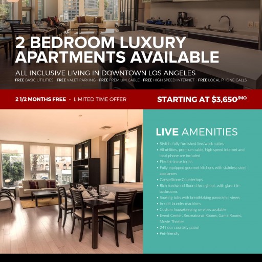 Live It Up Downtown: 2-Bedroom TENTEN Wilshire Apartments - First 2 ½ Months Free