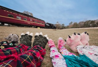Pajamas and Slippers at Texas State Railroad's Polar Express