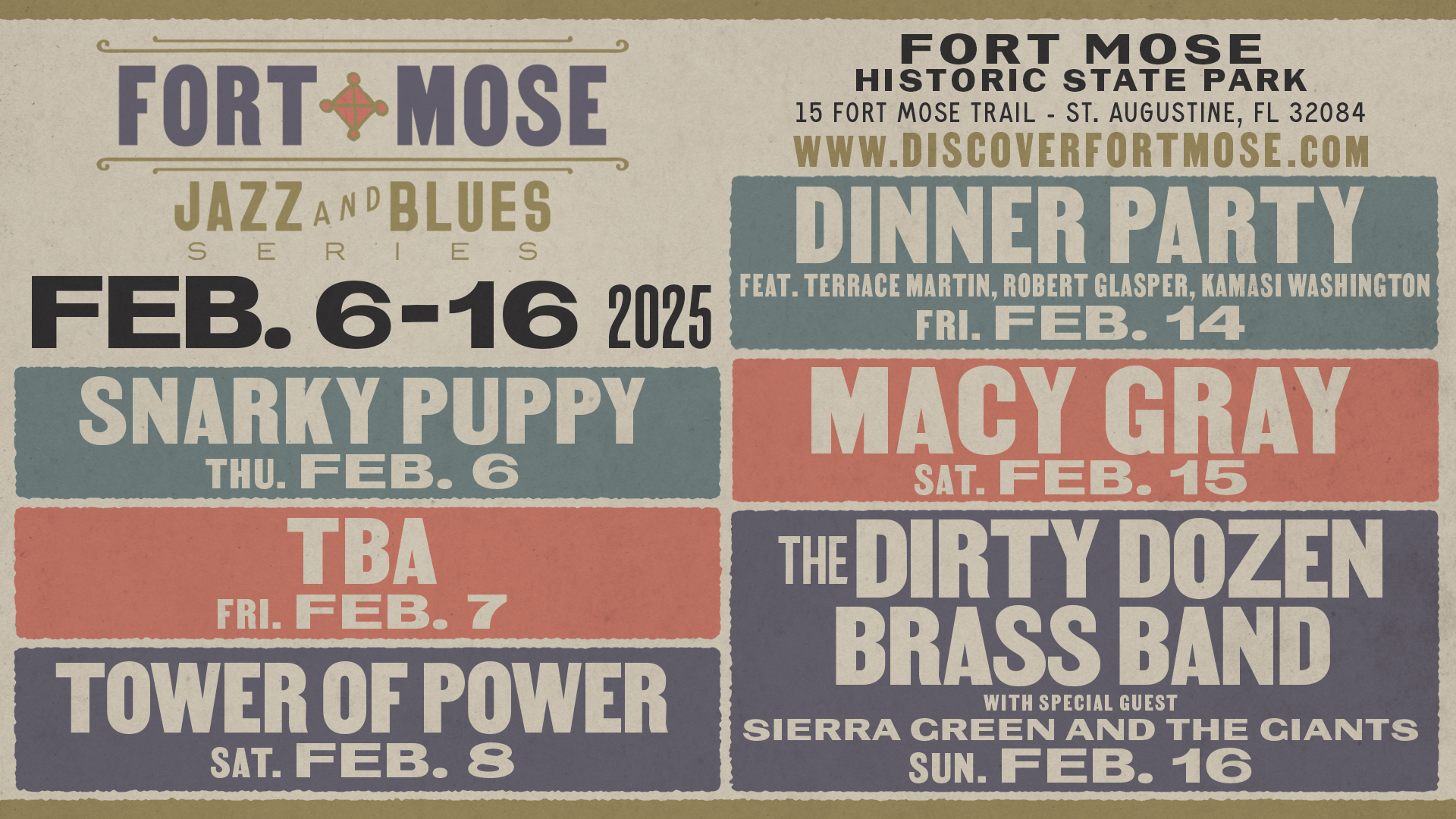 Fort Mose Jazz and Blues Festival Performance Line-up