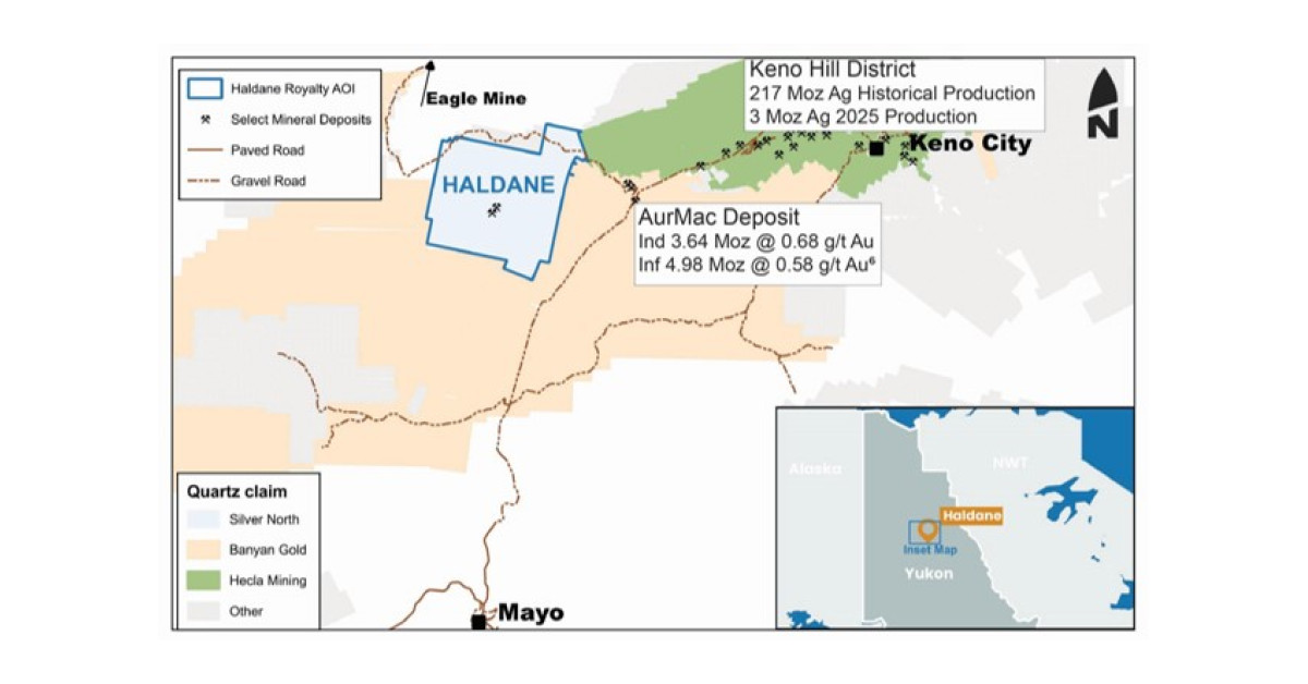 Orogen Royalties Acquires a Royalty on the Haldane Silver Project