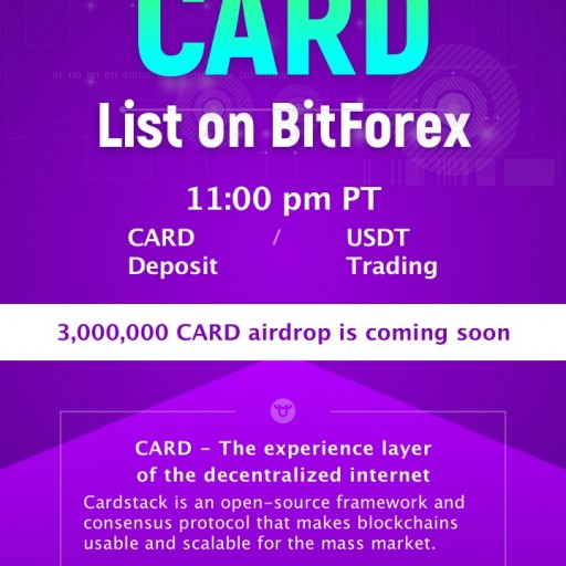 BitForex Announces Premier Listing of CARD, CNRC and TBT Today