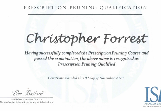 Prescription Pruning Certificate