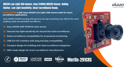 Vadzo Imaging Validates Merlin-291CRS: 2MP Sony STARVIS IMX291 Low-Light USB Camera for Smart Surveillance