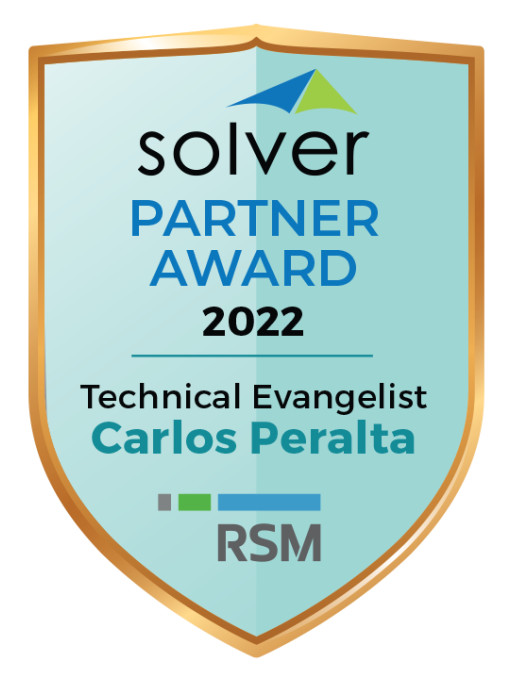 Carlos Peralta, RSM US, Receives Technical Evangelist of the Year Award from Solver