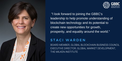 The Global Blockchain Business Council Welcomes Staci Warden of The Milken Institute to Board of Directors