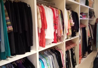 Closets can be organized by colors, garment type or lifestyle.