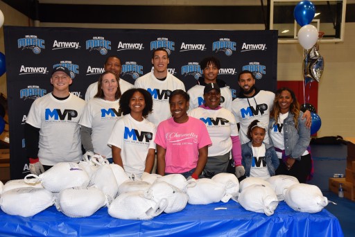 Orlando Magic Players Aaron Gordon, D.J. Augustin and Markelle Fultz Joined Amway Corporation in Magic's Annual Thanksgiving Meal Distribution