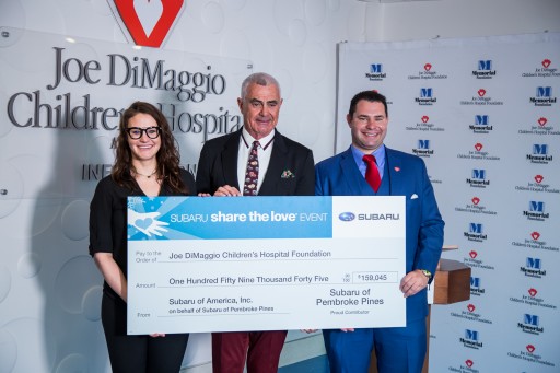 Craig Zinn Hosts 5th Annual Subaru of Pembroke Pines  Share the Love Event and Presents a $159,045 Donation to Joe DiMaggio Children's Hospital in  Support of the Hospital's Expansion