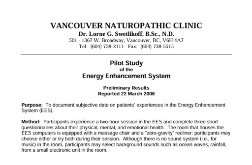Pilot Study Shows Deep Relaxation and Emotional Clarity from Scalar Energy Technology