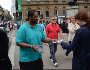 Adam Kelly was part of the Drug-Free World team that distributed a half million copies of the Truth About Drugs booklets at the UK Commonwealth Games and the Edinburgh Festival.