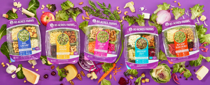 80 Acres Farms salad kits, including new releases Hail, Caesar! and Zing N' Zen