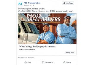 P&S Transportation's recruitment ads