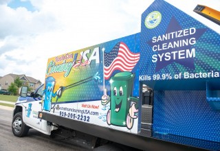 TRASH CAN CLEANING USA SERVICE TRUCKS