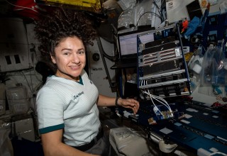 NASA Astronaut Jessica Meir with commercial Techshot Tissue Cassettes