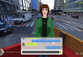 3D Street view of a single woman on a virtual Moonit Date.