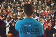 Maurithus Meiring lectures South African high school students on the truth about drugs. 