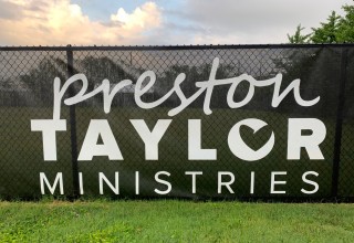 Custom Logo Screen and Chain Link Fence Donated to Preston Taylor Ministries