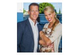 James Denton and Beth Stern with Harley during the 2015 American Humane Association Hero Dog Awards.