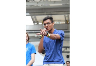 Performing a skit on the Universal Declaration of Human Rights from the stage of Toronto's 11th Annual Youth Day Festival