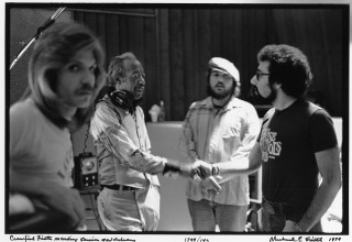 David Lee Watson, Professor Longhair, Dr. John, and Bruce Iglauer at Sea-Saint Recording Studio, New Orleans, 1979.