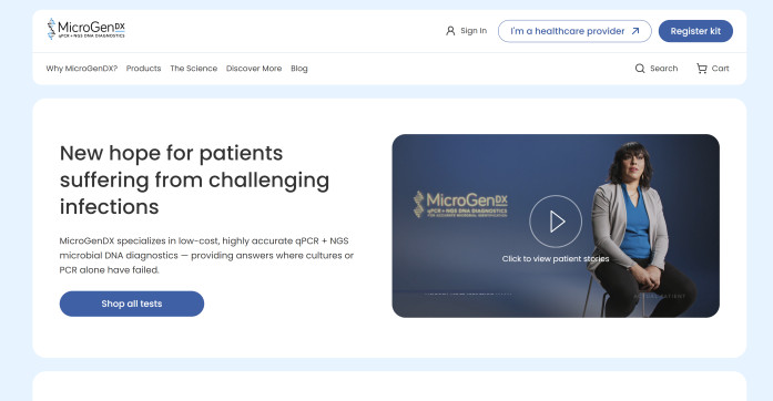 Front Page of the New MicroGenDX Website