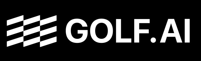 GOLF.AI landscape logo, white on black
