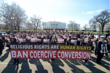 200 protesters gather at White House on February 17, 2018, to protest coercive conversion