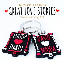 King and Queen of Hearts personalized key chain set