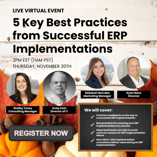 ERP Advisors Group Offers a Free Live Virtual Event Spotlighting the 5 Key Best Practices for Successful ERP Implementations