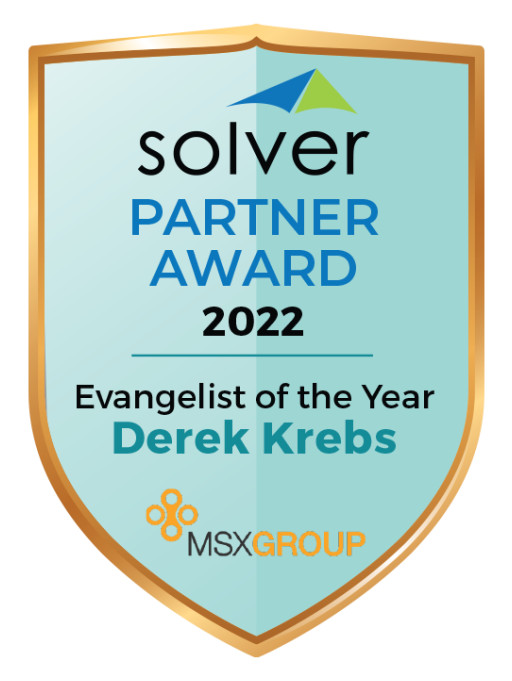 Derek Krebs, MSX Group, Receives Evangelist of the Year Award From Solver