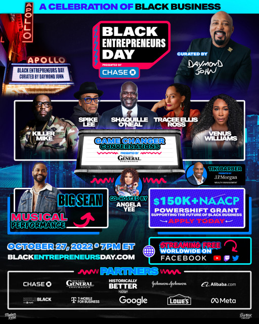 Black Entrepreneurs Day presented by Chase: A Celebration of Black Business Curated by Daymond John Streaming Live From the Apollo Theater, Thursday, Oct. 27
