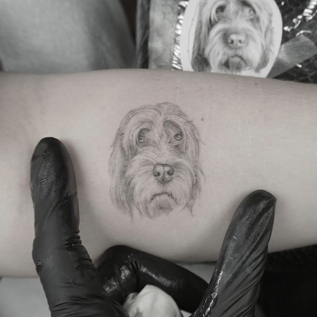 Realistic Dog Portrait Tattoo