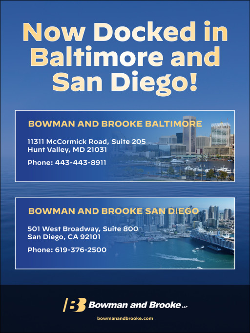 Bowman and Brooke Expands Coast-to-Coast Presence, Opens Offices in Baltimore and San Diego