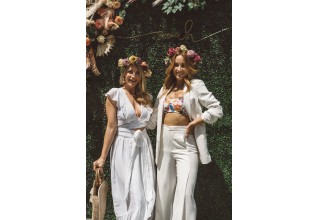 Fashion Influencer Taryn Walker and Founder, Nathalie Bölsterli at Flower Wall 