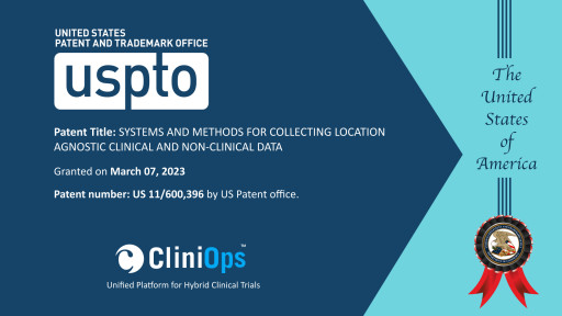 CliniOps Awarded Patent for Pioneering System to Collect Location Agnostic Clinical and Non-Clinical Data