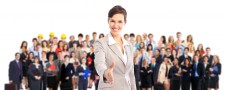Large Group Of Business People With Woman Forerunner