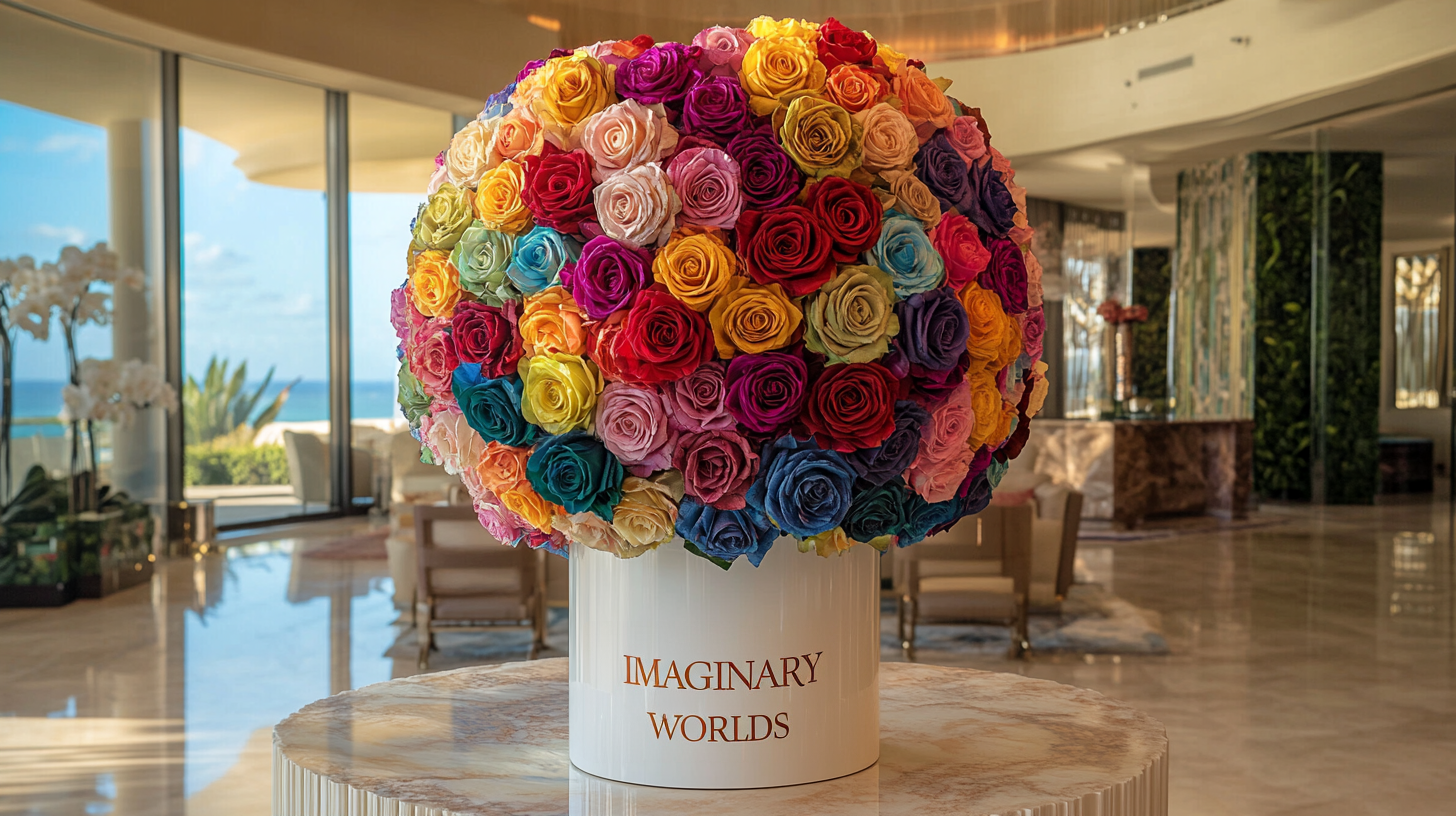 Ramo Buchon: Vibrant Rainbow Rose Bouquet