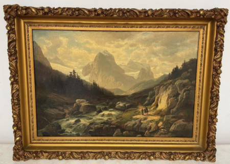 Horst Hacker (1842-1906) German Alps & Figures Painting