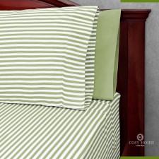 Cosy House Bamboo Sheets with Stripes on Bed View