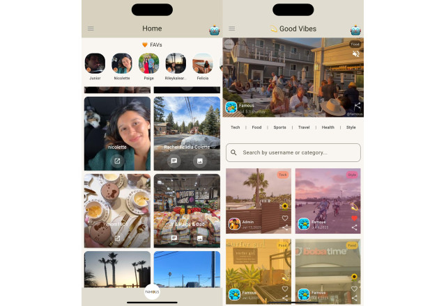 Famous™ Beta UI Preview