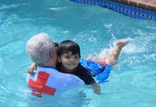 Master Julian learning how to swim